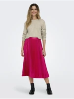 Dark pink women's satin pleated midi skirt JDY Sarah - Women's