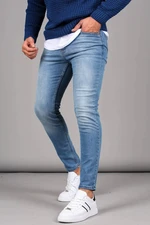 Madmext Modré Džínsy s Efektom Oprania, Slim Fit, pre Mužov, model 6342