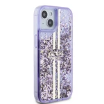 Zadní kryt Guess PC/TPU Liquid Glitter Gold Stripe Zadní pro Apple iPhone 15, purple