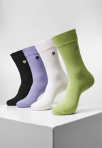 Heart Socks 4-Pack Black+Lilac+Lime+White