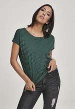 Women's striped T-shirt with dark green/black yarn