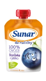 Sunar Do ručičky Čučoriedka a jablko 100 % ovocia 100 g,SUNAR Kapsička Do ručičky čučoriedka, jablko 100 g