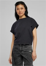 Women's T-shirt with a short pigment cut on the sleeve black