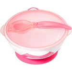 BabyOno Be Active Suction Bowl with Spoon jídelní sada pro děti Pink 6 m+ 2 ks