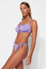 Trendyol Lilac Tunnel Dół od bikini z wysokimi nogawkami