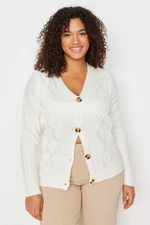 Trendyol Curve Cream Knitted Detailed Sweater Cardigan