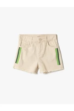 Koton Gabardine Shorts Cotton Embroidery Detailed.