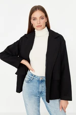 Trendyol Black Wide-Cut Oversized Button Fastening Stamp Coat