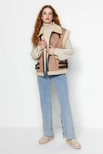 Trendyol Mink Premium Oversize Plush Detailed Suede Biker Vest