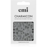 emi Charmicon Black Flowers nálepky na nehty 3D #176 1 ks