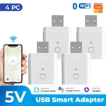 4pcs Tuya WiFi Smart USB Adapter Switch 5V 2A WiFi Power Adapter Charging Head APP Voice Timing Control