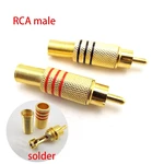 6pcs/lot 3 Pair Gold plated RCA Male Connector Plug Audio Video Jack Adapter Connectors Solder Type for RCA Cable