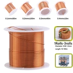 1-3Rolls copper lacquer wire 0.06mm -1.2mm Cable Copper Wire Magnet Wire Enameled Copper Winding Wire Coil Copper Wire