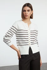 Trendyol Ecru Soft Texture Crew Neck Jacket Look Knitwear Cardigan