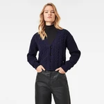 G-STAR Sveter - Cable knit cardi wmn ls tmavomodrý