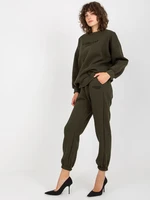 Khaki two-piece tracksuit with inscriptions