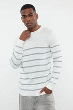 Trendyol Gray Casual Slim Slim Fit Crew Neck Striped Knitwear Sweater