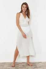 Trendyol Ecru Midi Woven Backless Beach Dress