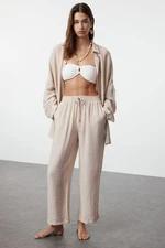 Trendyol Beige Woven Linen Look Shirt and Trousers Set