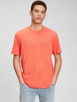 Oranžové pánske bavlnené tričko s vrecúškom GAP