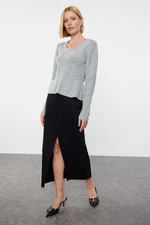Trendyol Dark Gray Premium Yarn Knitwear Sweater