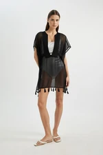 DEFACTO Fall In Love Black Chiffon Kimono