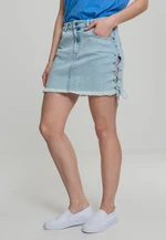 Women's denim lace-up skirt blue bleached