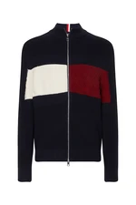 Tommy Hilfiger Sveter - CHEST COLORBLOCK STRIPED ZIP THR modrý