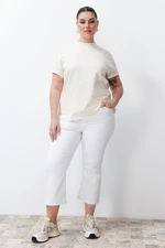 Trendyol Curve White High Waist Plus Size Cropped Bell-bottom Jeans