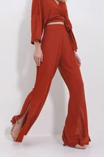 Trend Alaçatı Stili Women's Tile Slit Loose Cut Trousers