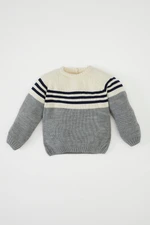 DEFACTO Baby Boy Crew Neck Striped Knitwear Sweater