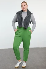 Trendyol Curve Green Carrot Fit Knitted Plus Size Trousers