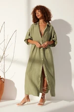 Trendyol Green 100% Linen Oversize Maxi Dress