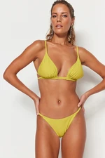 Trendyol Oil Green Triangle Tunnel Bikini Top