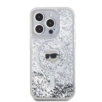 Zadní kryt Karl Lagerfeld Liquid Glitter Karl Head MagSafe pro Apple iPhone 15 Pro Max, transparentní