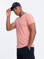 Ombre BASIC men's classic cotton tee-shirt with a v-neck - pink