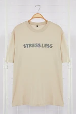 Trendyol Stone Men's Oversize/Wide Cut More Sustainable Text Print 100% Organic Cotton T-shirt