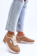 Sport shoes leather lace-up platform Beige Merida