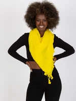 Yellow pressed scarf with fringe