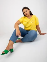 Yellow Asymmetrical Plus Size Cotton T-Shirt