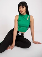 Dark green top in ribbed fabric RUE PARIS