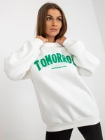 Ecru women's hoodie with inscriptions