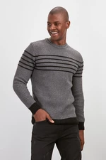 Trendyol Gray Men's Crew Neck Long Sleeve Sweater