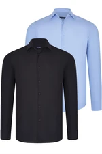 DUAL SET G726 DEWBERRY MENS SHIRT-BLACK-BLUE