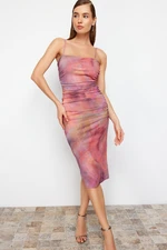 Trendyol Multicolored Abstract Patterned Knitted Elegant Evening Dress