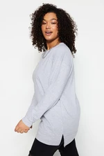 Trendyol Curve Gray Slit Detailed Thin Knitted Sweatshirt