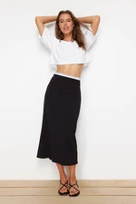 Trendyol Black Waist Detailed Scuba Flexible Midi Skirt