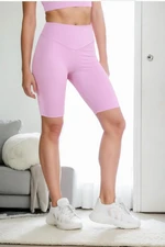 95111 Dewberry Sports Compact High Waist Short Leggings-LILAC