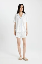 DEFACTO Fall In Love Regular Fit Patterned Short Sleeve Pajama Set with Shorts