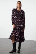 Trendyol Pink Floral Midi Woven Dress